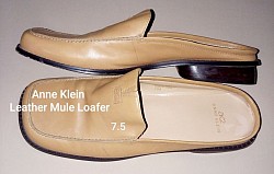 Anne Klein Leather Mules Loafers Camel 7.5
