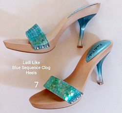 SOLD (buyer California) Ladi Like blue sequence clogs 7
