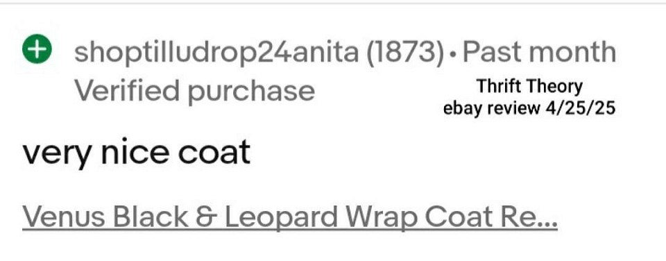 Ebay Review, Venus - black leopard wrap coat